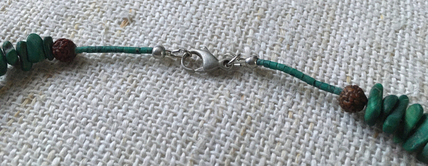 Turquoise, Malachite and Aventurine Necklace & Eco-Silver clasp.