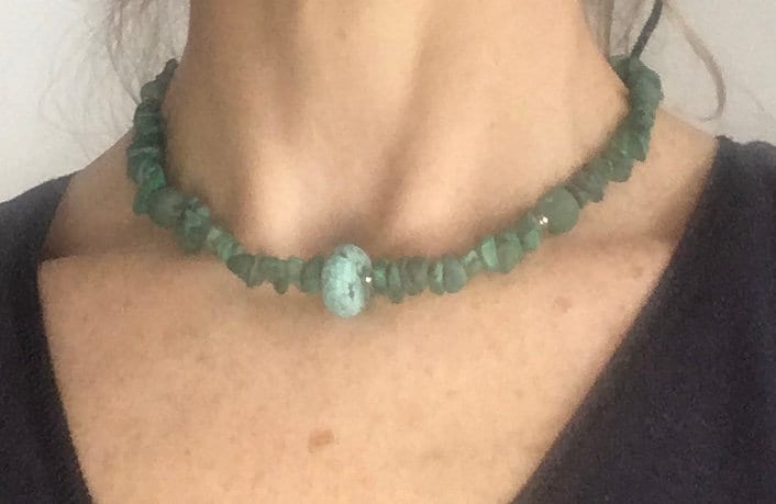 Turquoise, Malachite and Aventurine Necklace & Eco-Silver clasp.